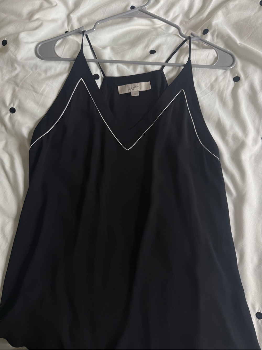 LOFT Black Cami with White Piping Detail